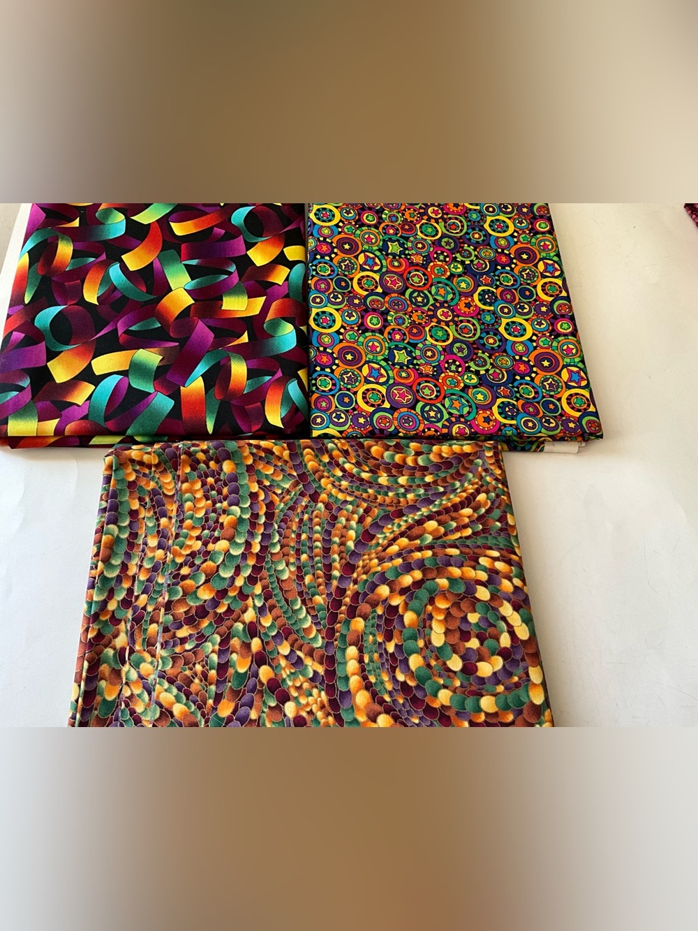 Quilting Sewing Fabric Lot VTG Hoffman Kaleidoscope Psychedelic Colors Cotton